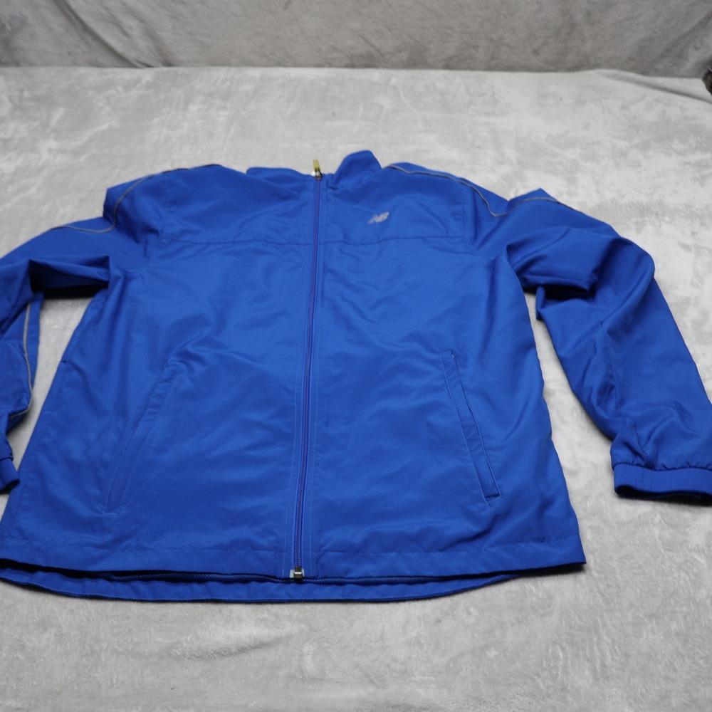 New Balance Jacket Mens Medium Blue Full Zip Light Rain Windbreaker Athletic